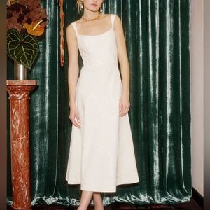 Markarian Thyia Ivory Lace Faille Corset Midi, Size 6